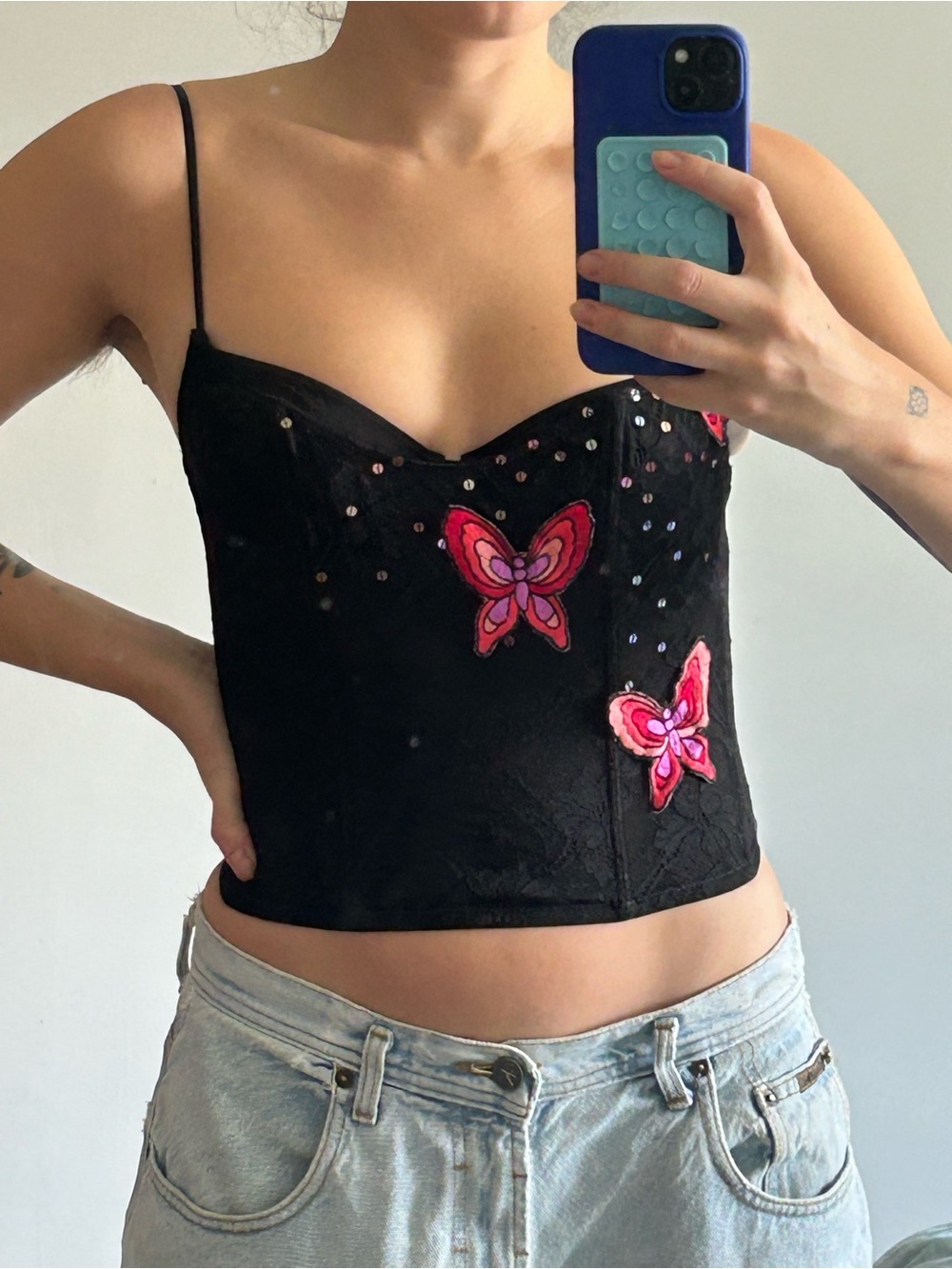 Black Lace Butterfly Bustier